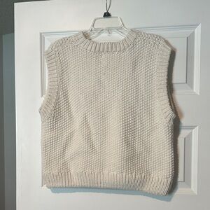 H&M Cream Crew Neck Sweater with Textured Knit